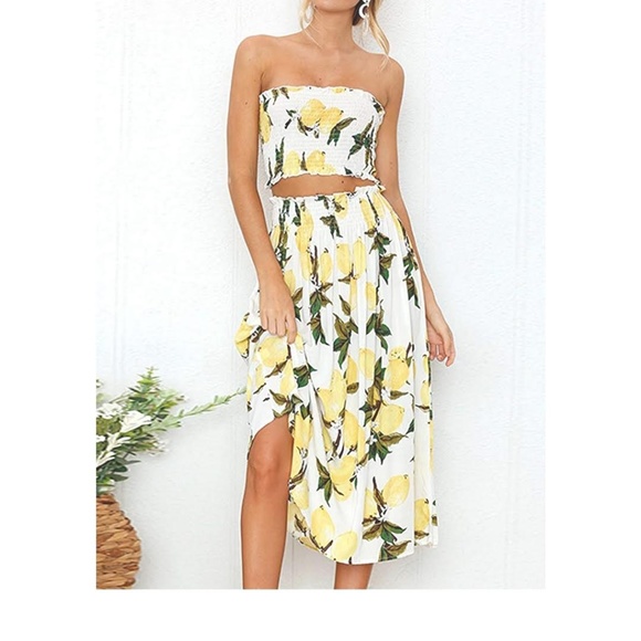 JERI 2 Piece Lemon Print Maxi Skirt Set - Picture 4 of 8